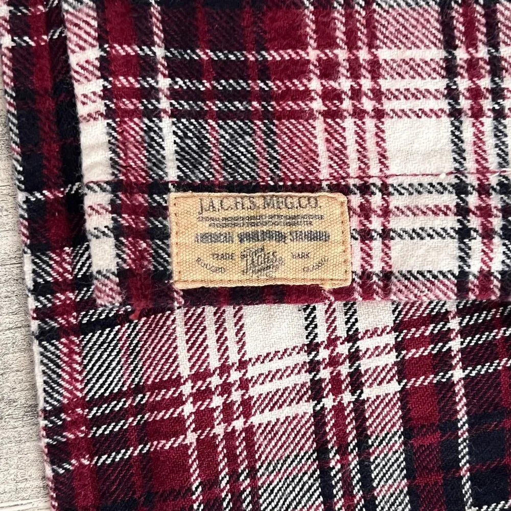 Jachs Tartan Plaid Red Flannel Button Up Shirt Mens 2XL Pockets Casual Outdoor